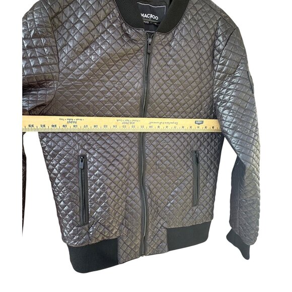 Maceoo Mens Size XL Park MGM Quilted Bomber Jacket Black Zip Closure Pockets - Picture 7 of 10